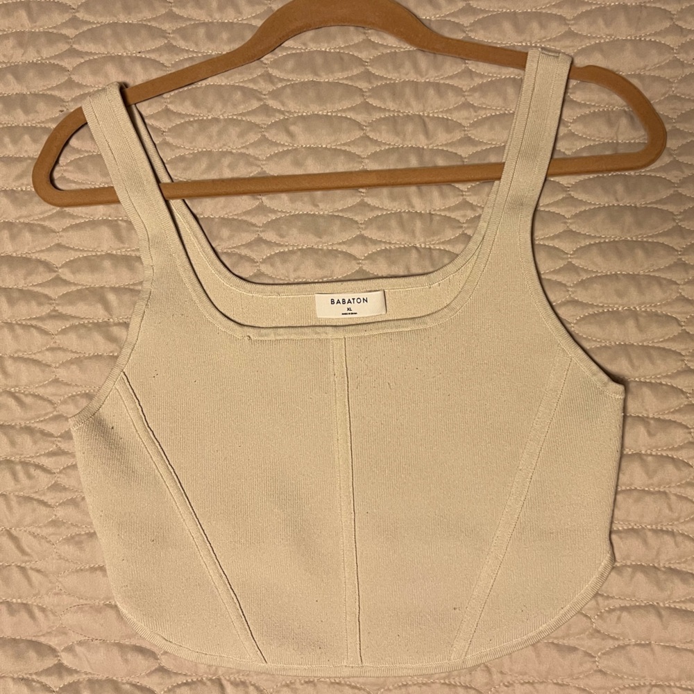 Babaton Cream Cropped Tank Top